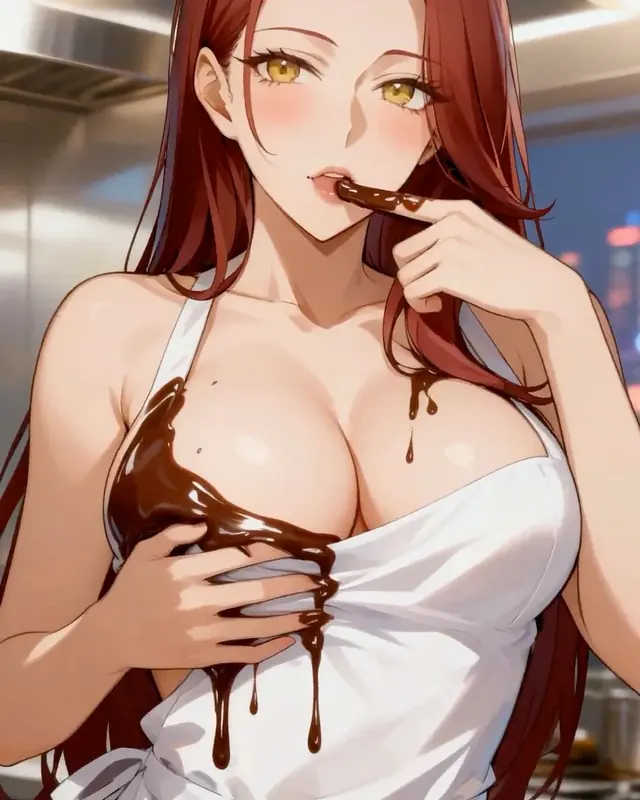 Red-haired anime character showing a Promptchan AI style variation use case